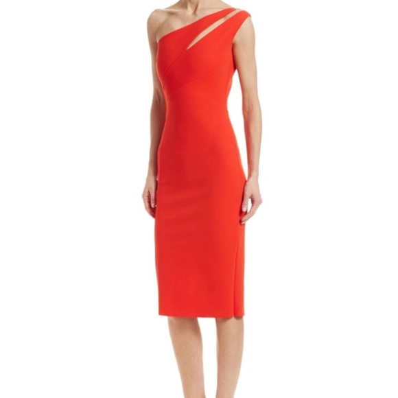 Chiara Boni La Petite Robe One-Shoulder Cut Out Dress Red Orange Sz 4 = 40 - Picture 1 of 9